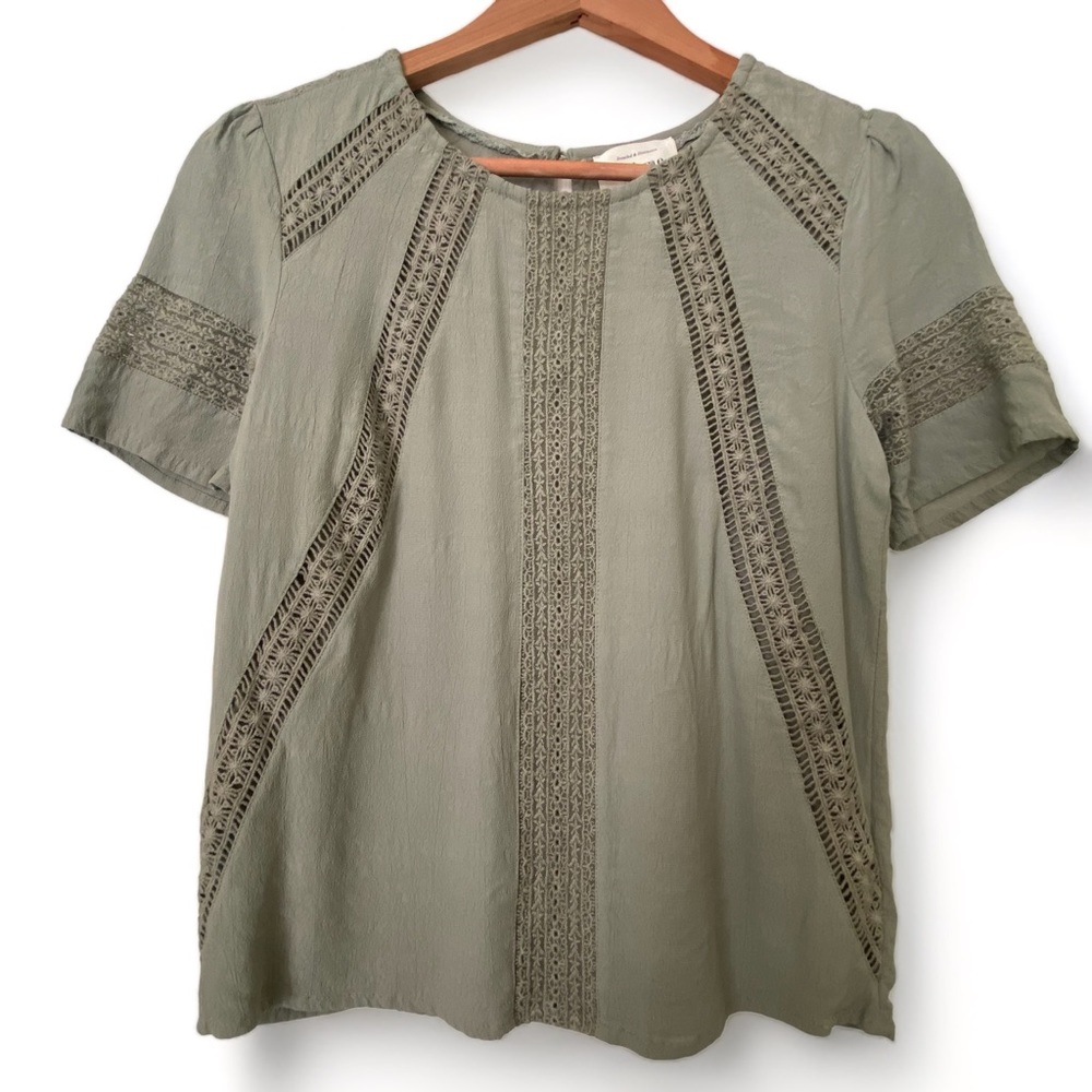 Lace Detail Top in Sage Green